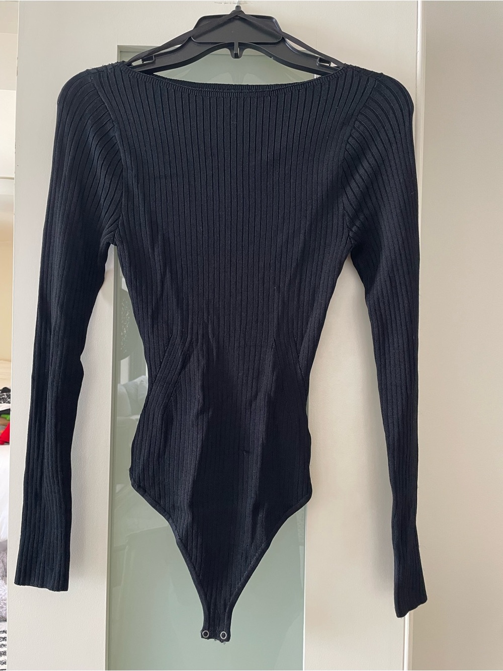 Abercrombie & Fitch Black Ribbed Long-Sleeve Bodysuit